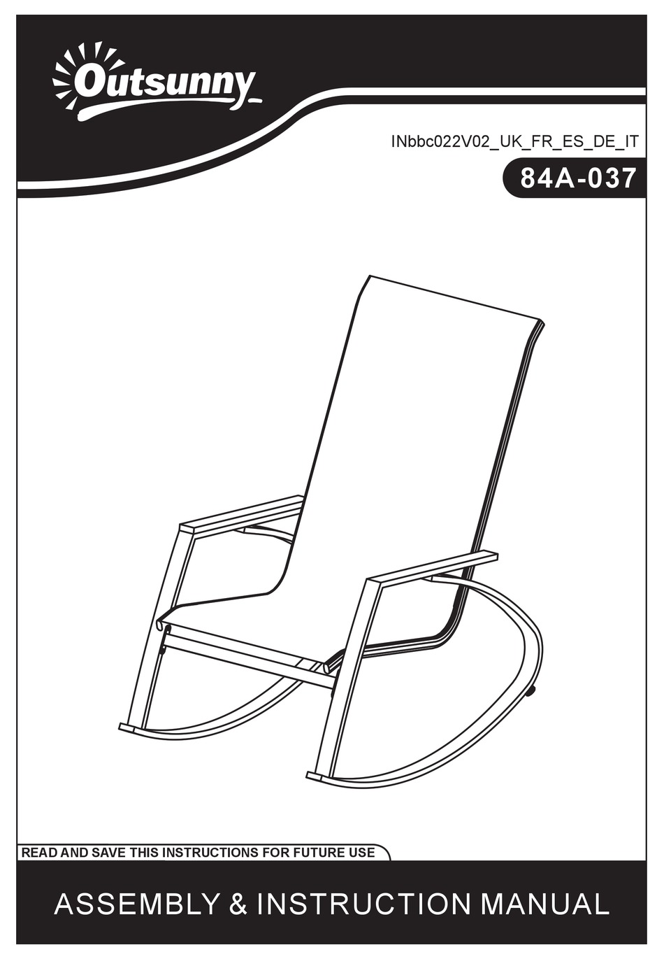 OUTSUNNY 84A037 ASSEMBLY & INSTRUCTION MANUAL Pdf Download ManualsLib