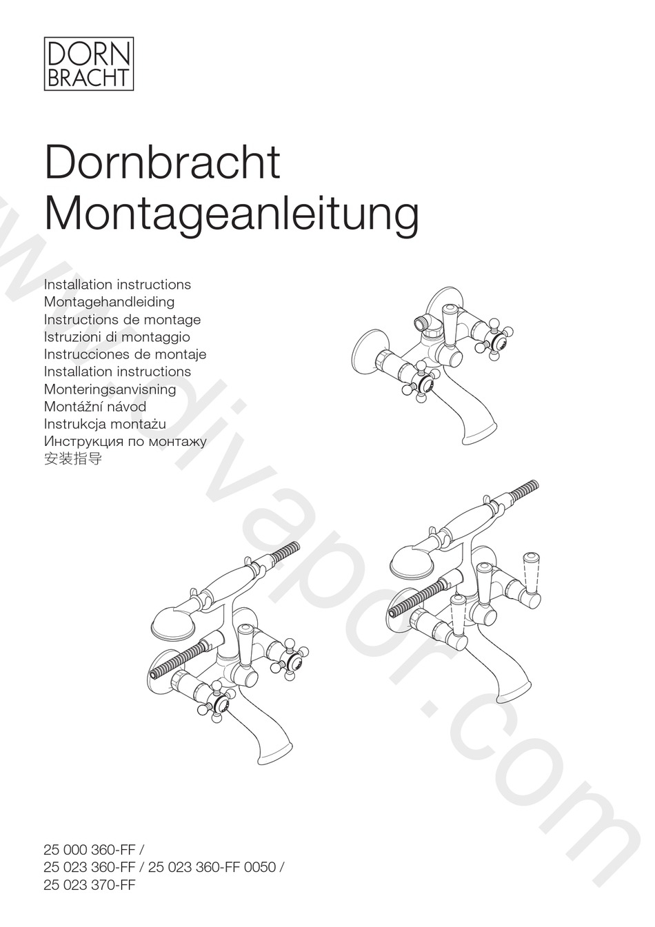 DORNBRACHT 25 000 360FF INSTALLATION INSTRUCTIONS MANUAL Pdf Download
