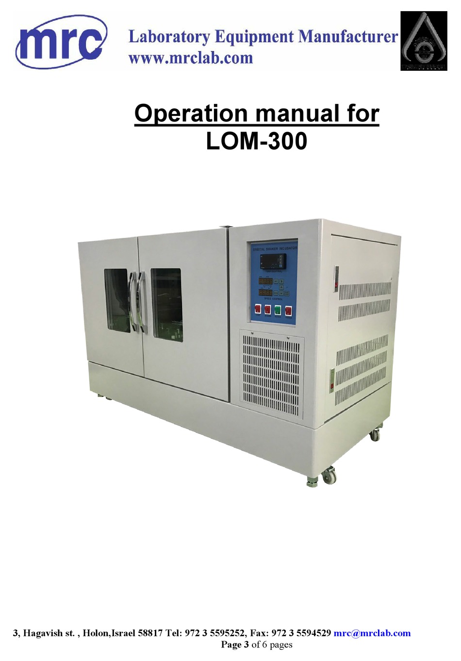 MRC LOM-300 OPERATION MANUAL Pdf Download | ManualsLib