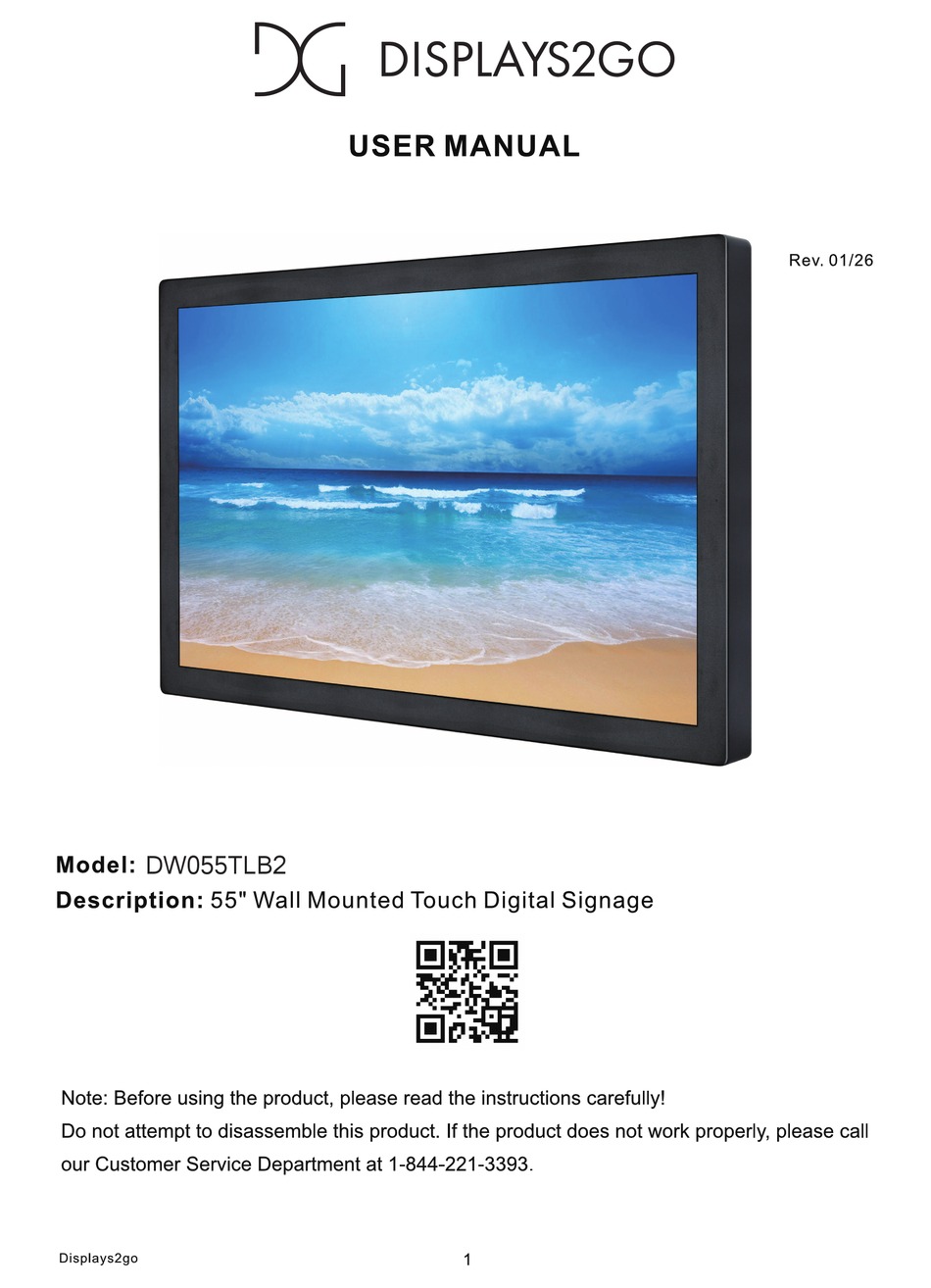 DISPLAYS2GO DW055TLB2 USER MANUAL Pdf Download | ManualsLib