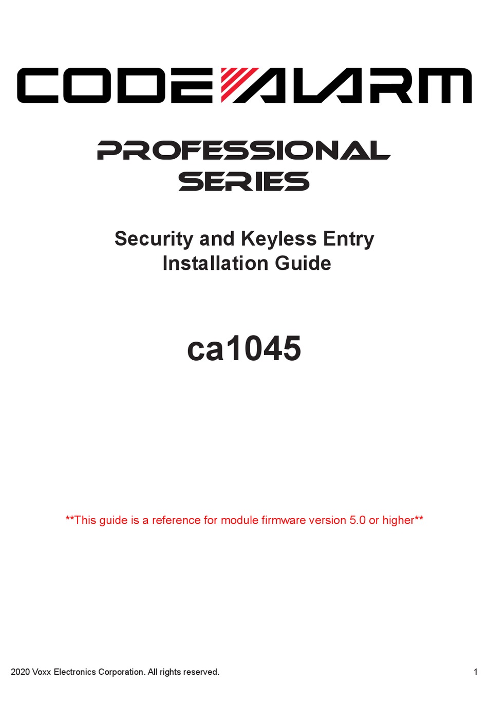 CODE ALARM PROFESSIONAL SERIES INSTALLATION MANUAL Pdf Download