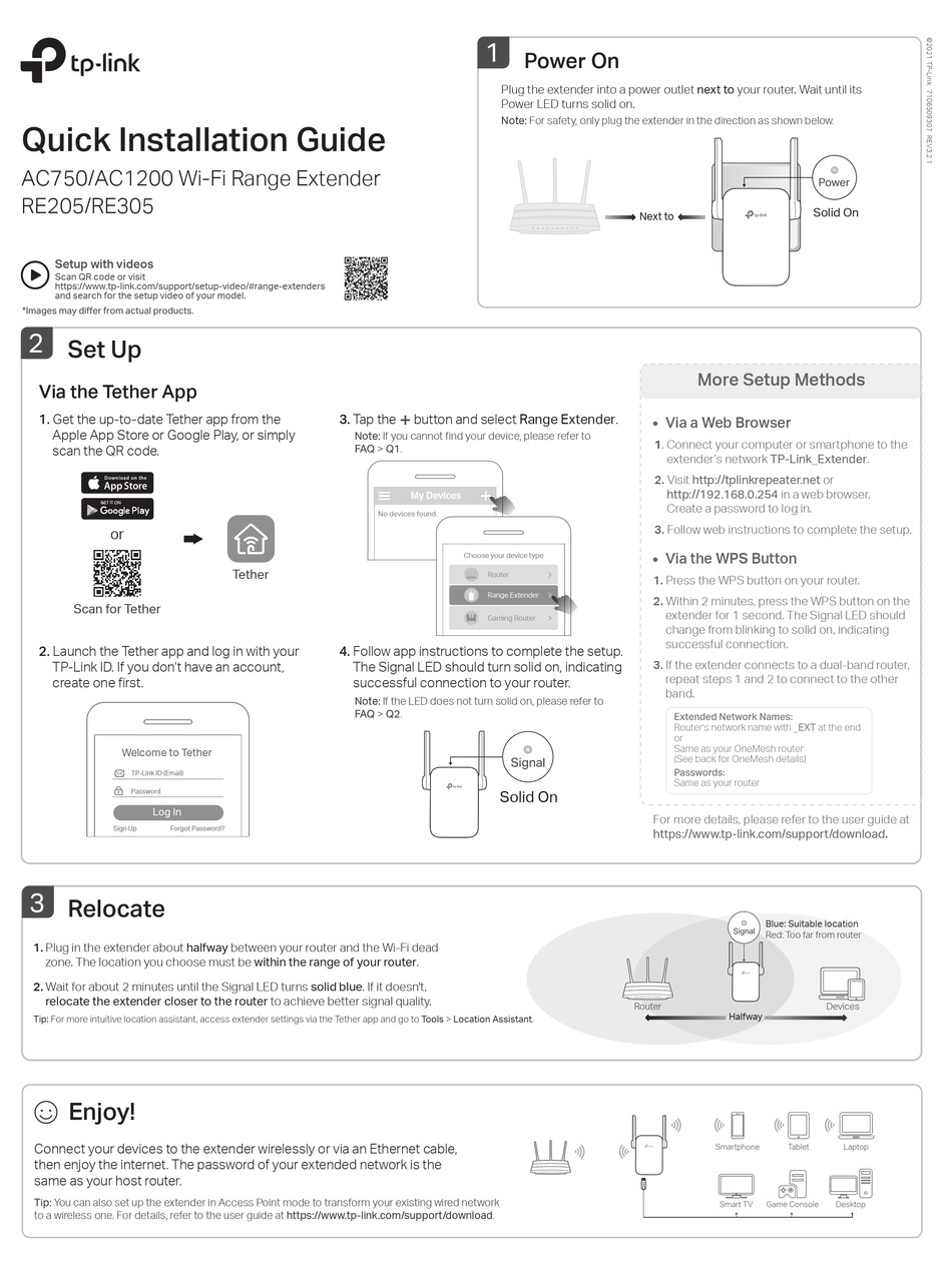 TP-LINK RE205 QUICK INSTALLATION MANUAL Pdf Download | ManualsLib