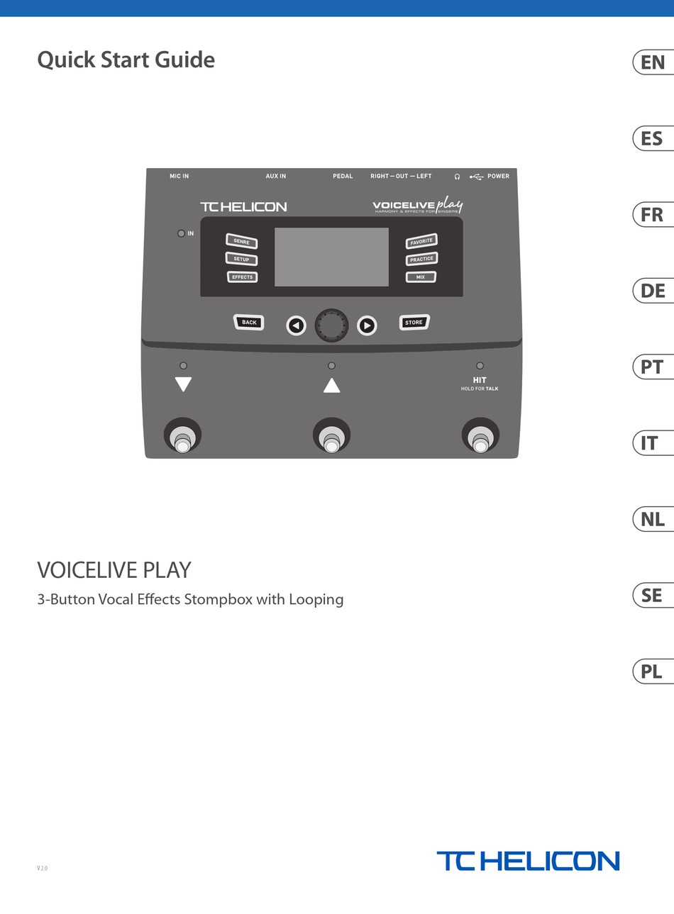 TCHELICON VOICELIVE PLAY QUICK START MANUAL Pdf Download ManualsLib