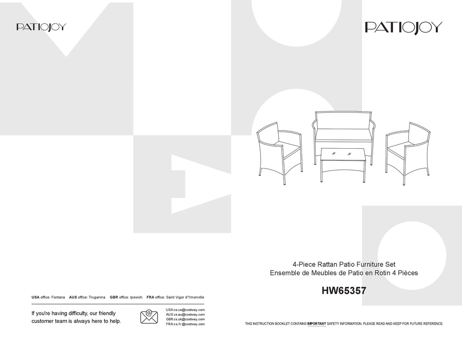 PATIOJOY HW65357 MANUAL Pdf Download ManualsLib