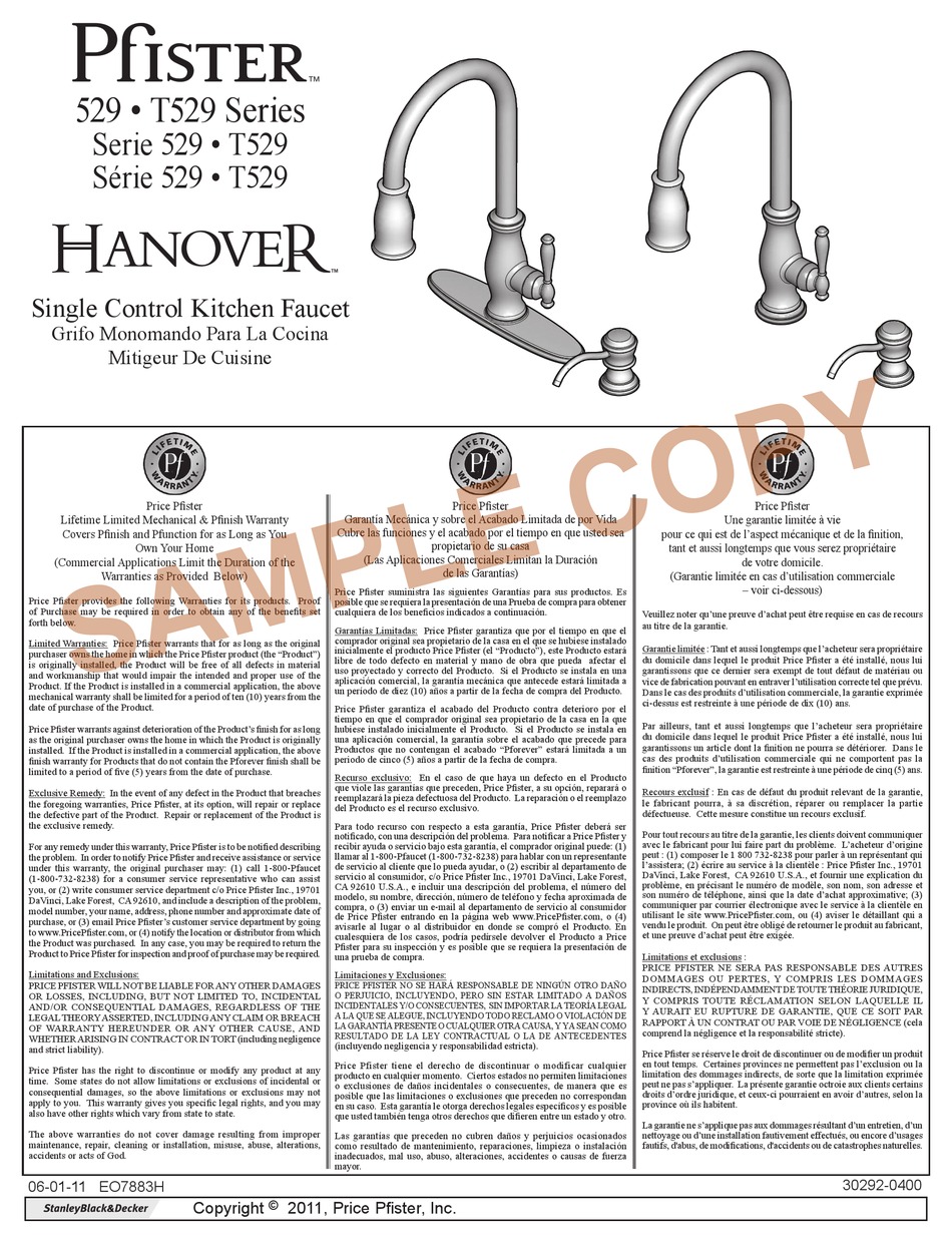 Pfister Hanover 529 Series 