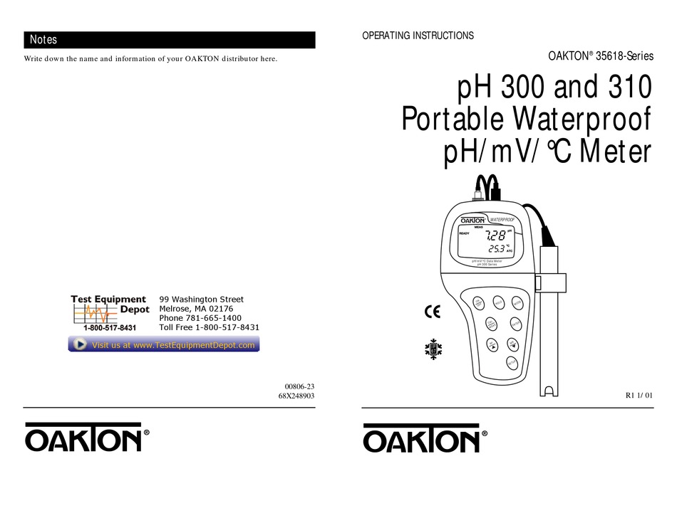 OAKTON PH 310 OPERATING INSTRUCTIONS MANUAL Pdf Download ManualsLib