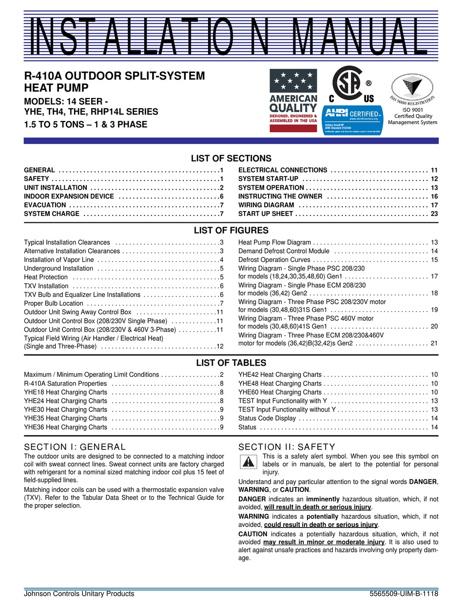 JOHNSON CONTROLS YHE SERIES INSTALLATION MANUAL Pdf Download | ManualsLib