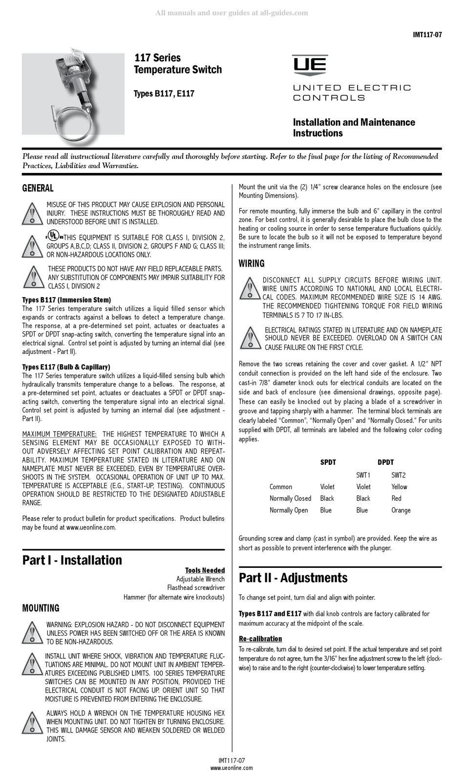 UE B117 INSTALLATION AND MAINTENANCE INSTRUCTION Pdf Download | ManualsLib