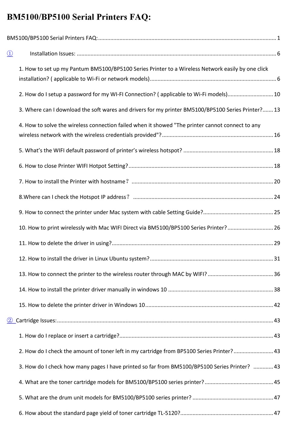 PANTUM BP5100 SERIES FAQ Pdf Download | ManualsLib