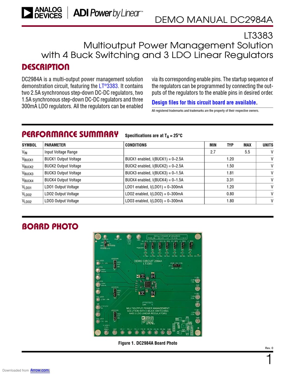 ANALOG DEVICES LINEAR LT3383 DEMO MANUAL Pdf Download ManualsLib