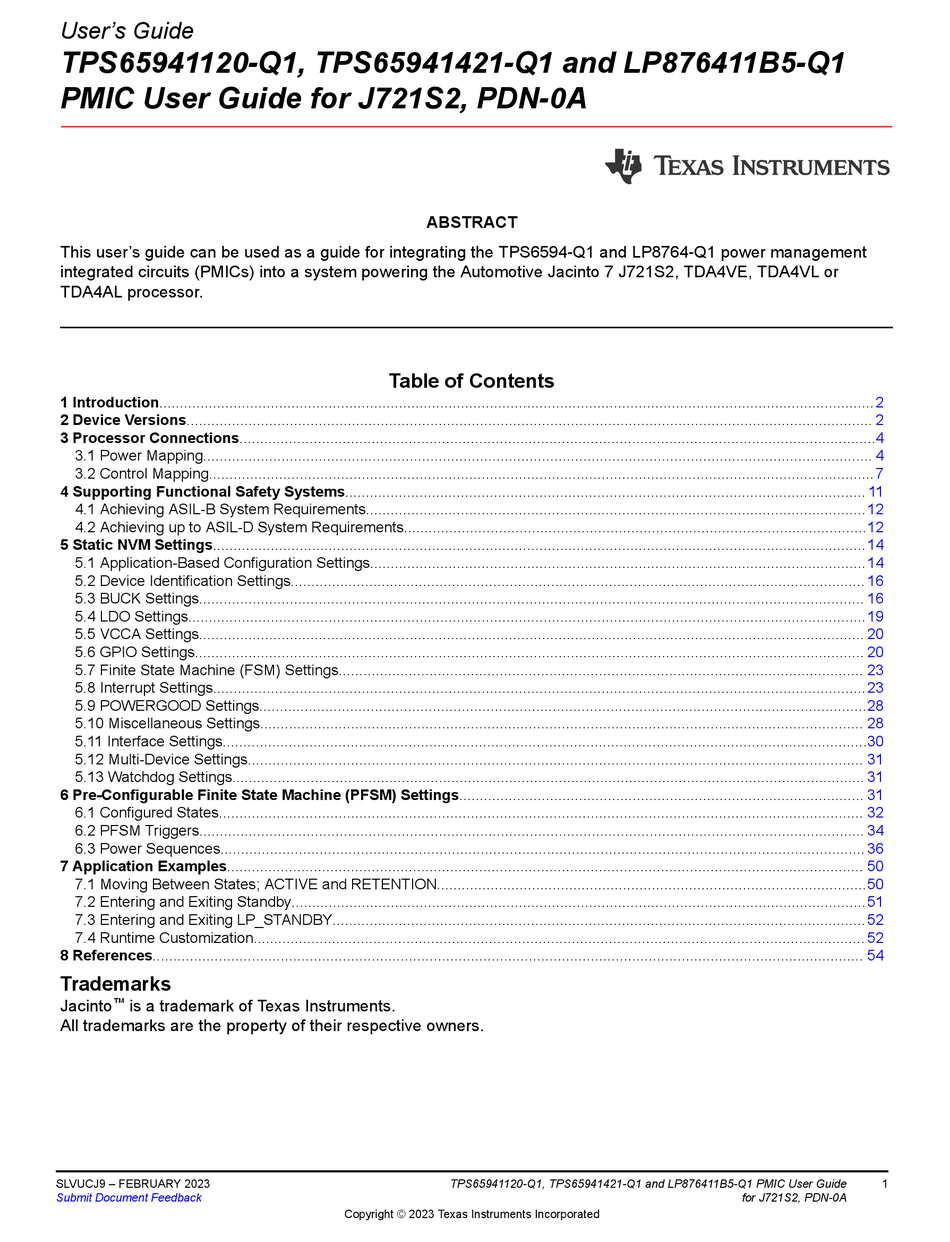 TEXAS INSTRUMENTS TPS65941120-Q1 USER MANUAL Pdf Download | ManualsLib