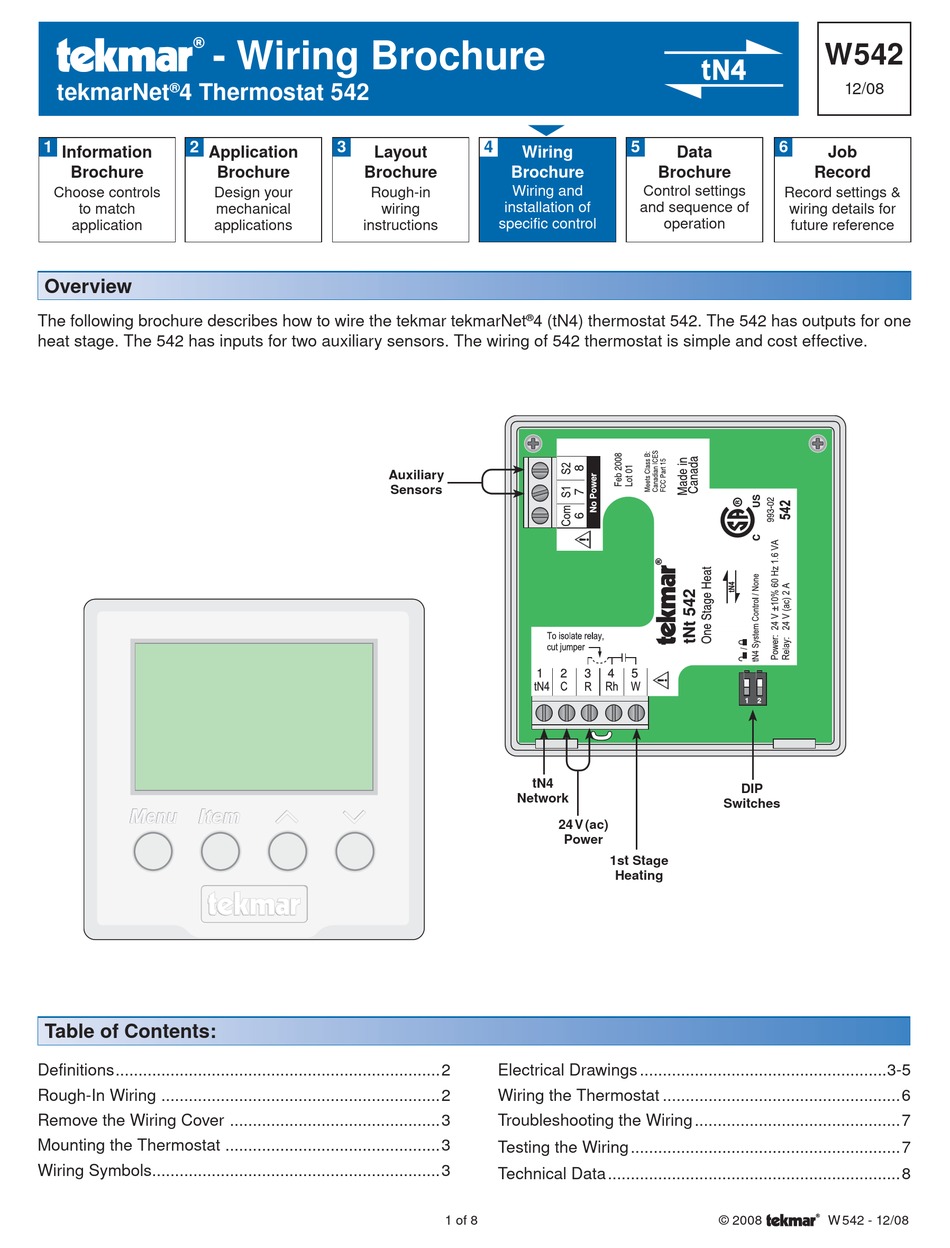 TEKMAR 542 WIRING BROCHURE Pdf Download | ManualsLib