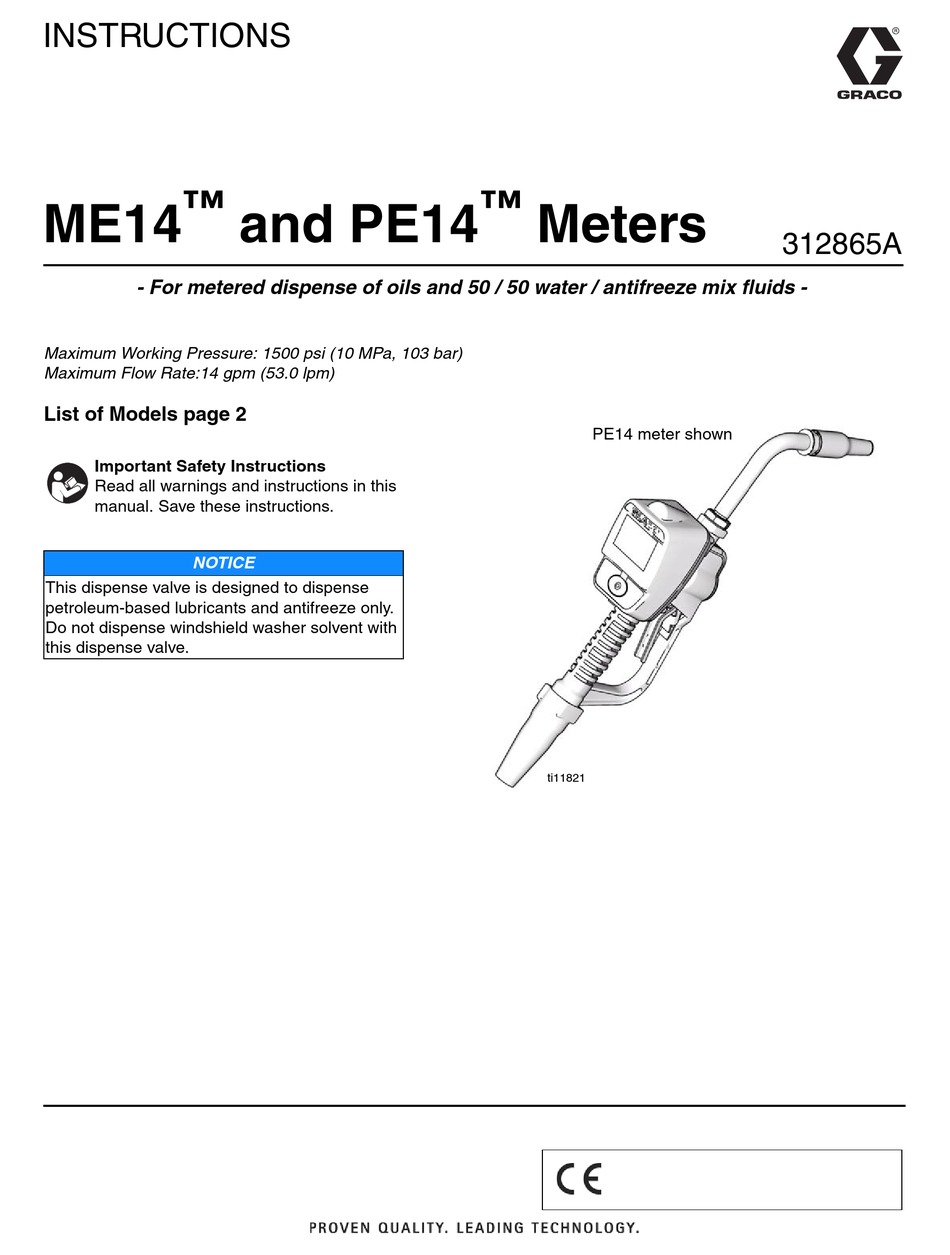 GRACO PE14 INSTRUCTIONS MANUAL Pdf Download ManualsLib