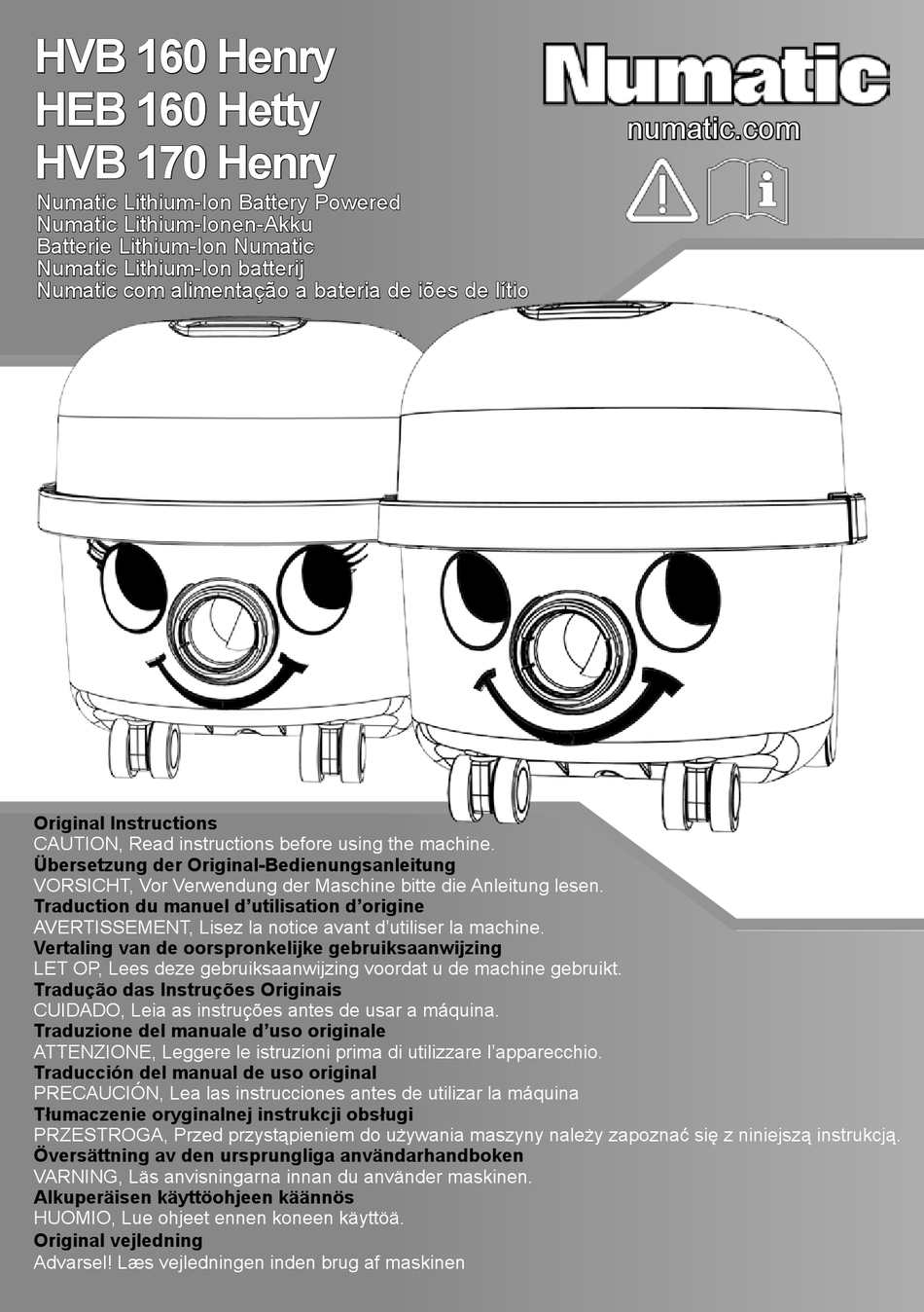 NUMATIC HEB 160 HETTY ORIGINAL INSTRUCTIONS MANUAL Pdf Download