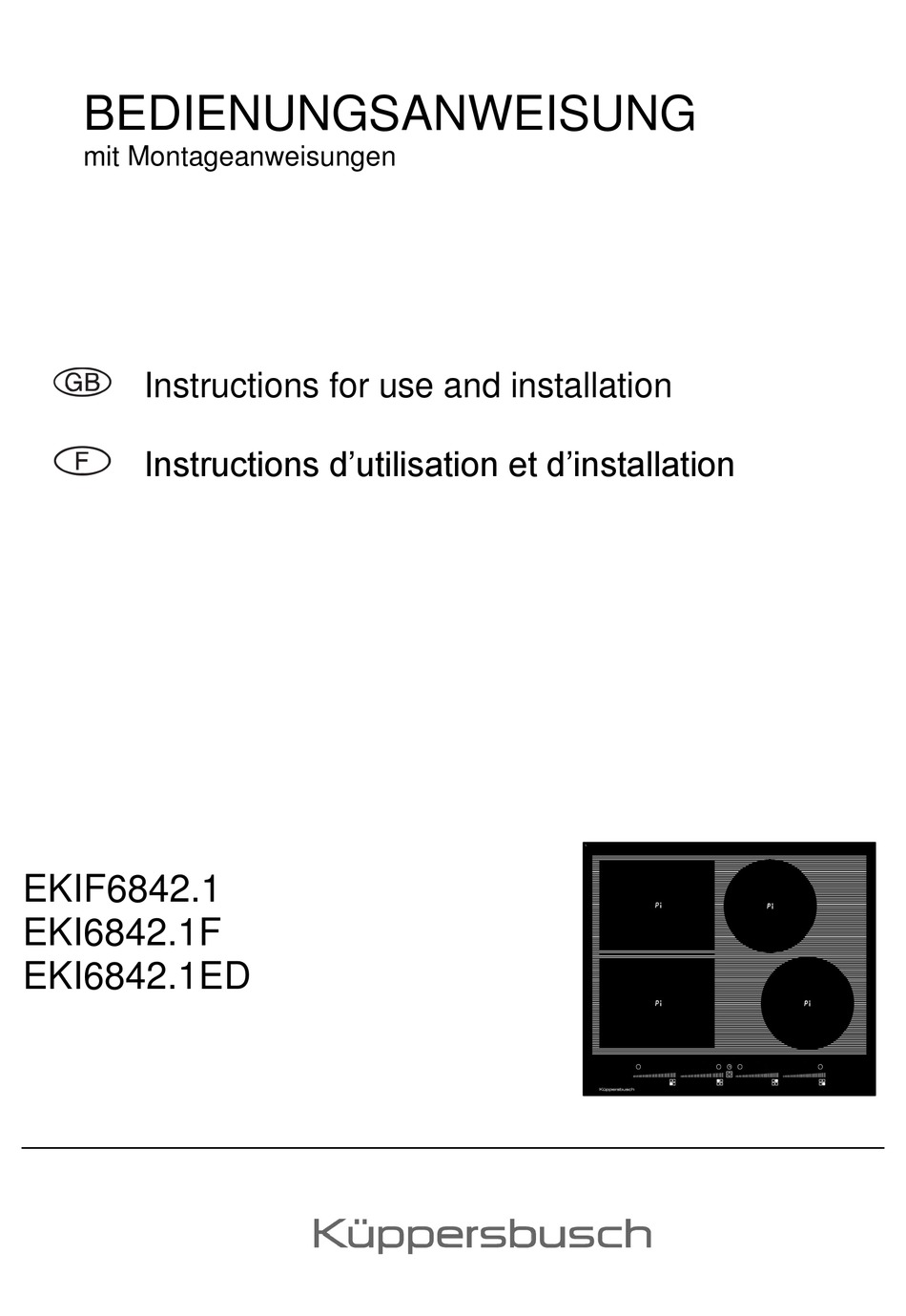 KUPPERSBUSCH EKI6842.1F INSTRUCTIONS FOR USE AND INSTALLATION Pdf