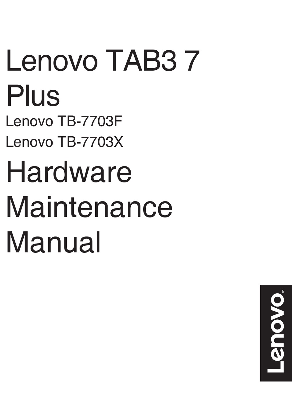 LENOVO TB7703F HARDWARE MAINTENANCE MANUAL Pdf Download ManualsLib