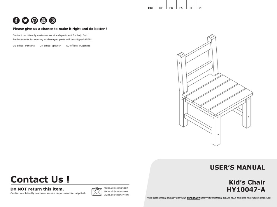 COSTWAY HY10047A USER MANUAL Pdf Download ManualsLib