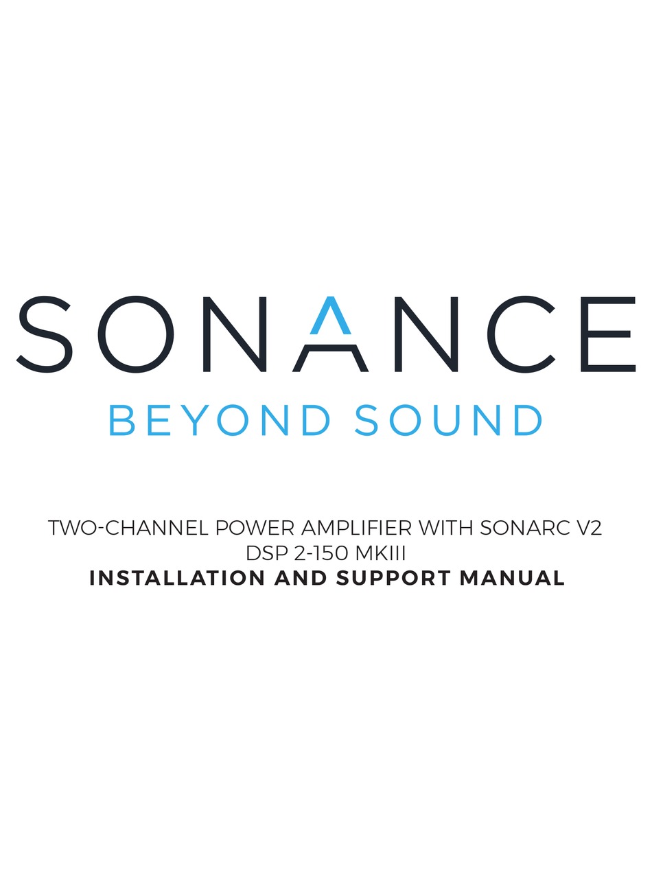 SONANCE DSP 2150 MKIII INSTALLATION AND SUPPORT MANUAL Pdf Download