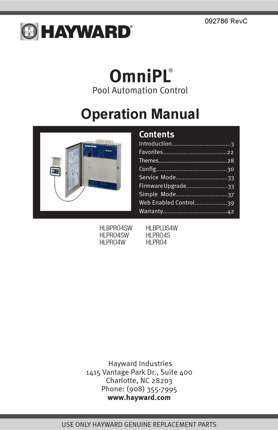 HAYWARD OMNIPL HLBPRO4SW OPERATION MANUAL Pdf Download ManualsLib