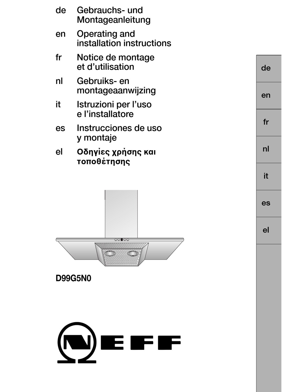 NEFF D99G5N0 OPERATING AND INSTALLATION INSTRUCTIONS Pdf Download