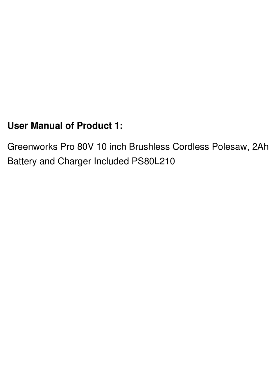 Greenworks Pro Ps L Owner S Manual Pdf Download Manualslib