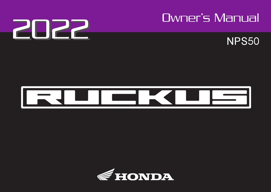 HONDA RUCKUS NPS50 2022 OWNER'S MANUAL Pdf Download ManualsLib