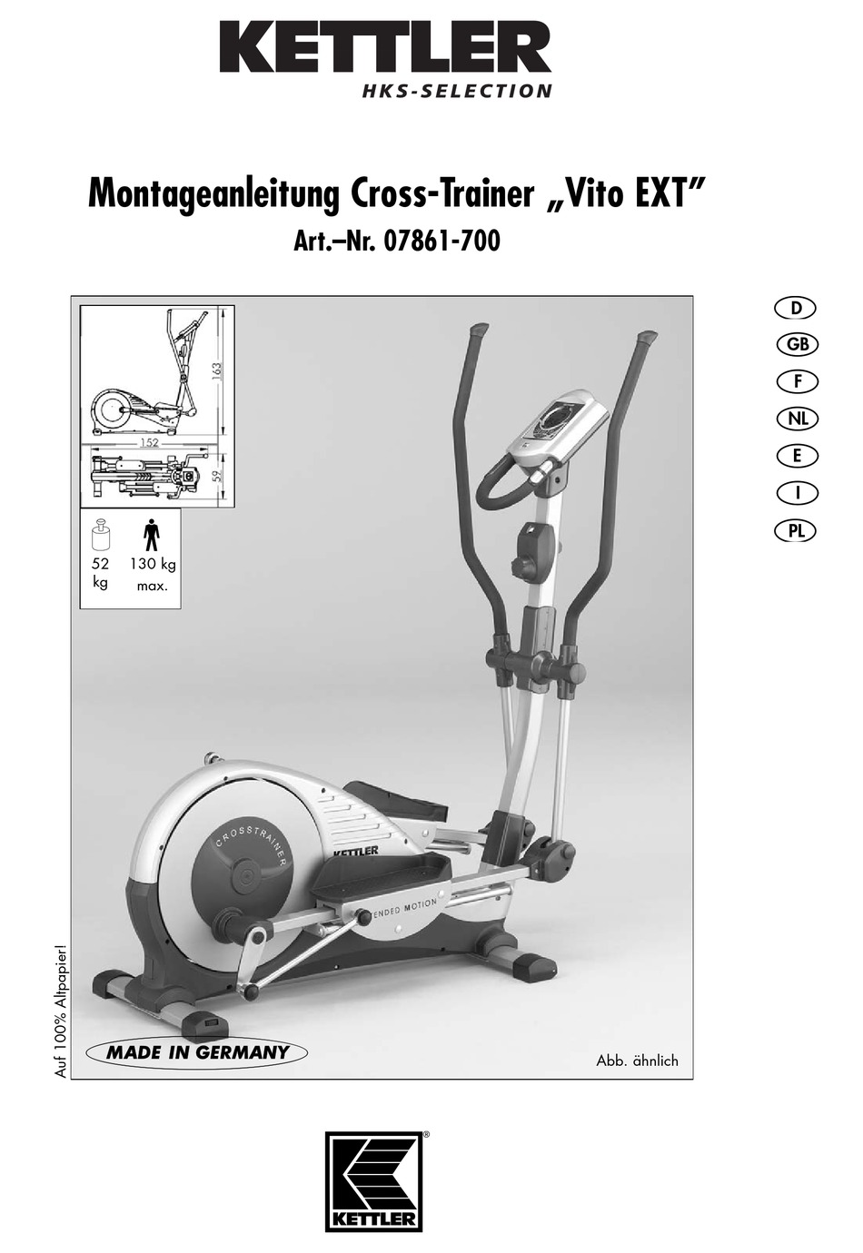 KETTLER VITO EXT MANUAL Pdf Download | ManualsLib