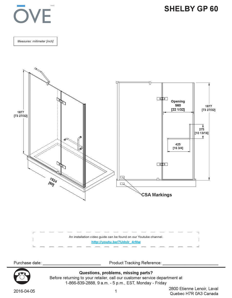 OVE SHELBY GP 60 INSTALLATION INSTRUCTIONS MANUAL Pdf Download ManualsLib