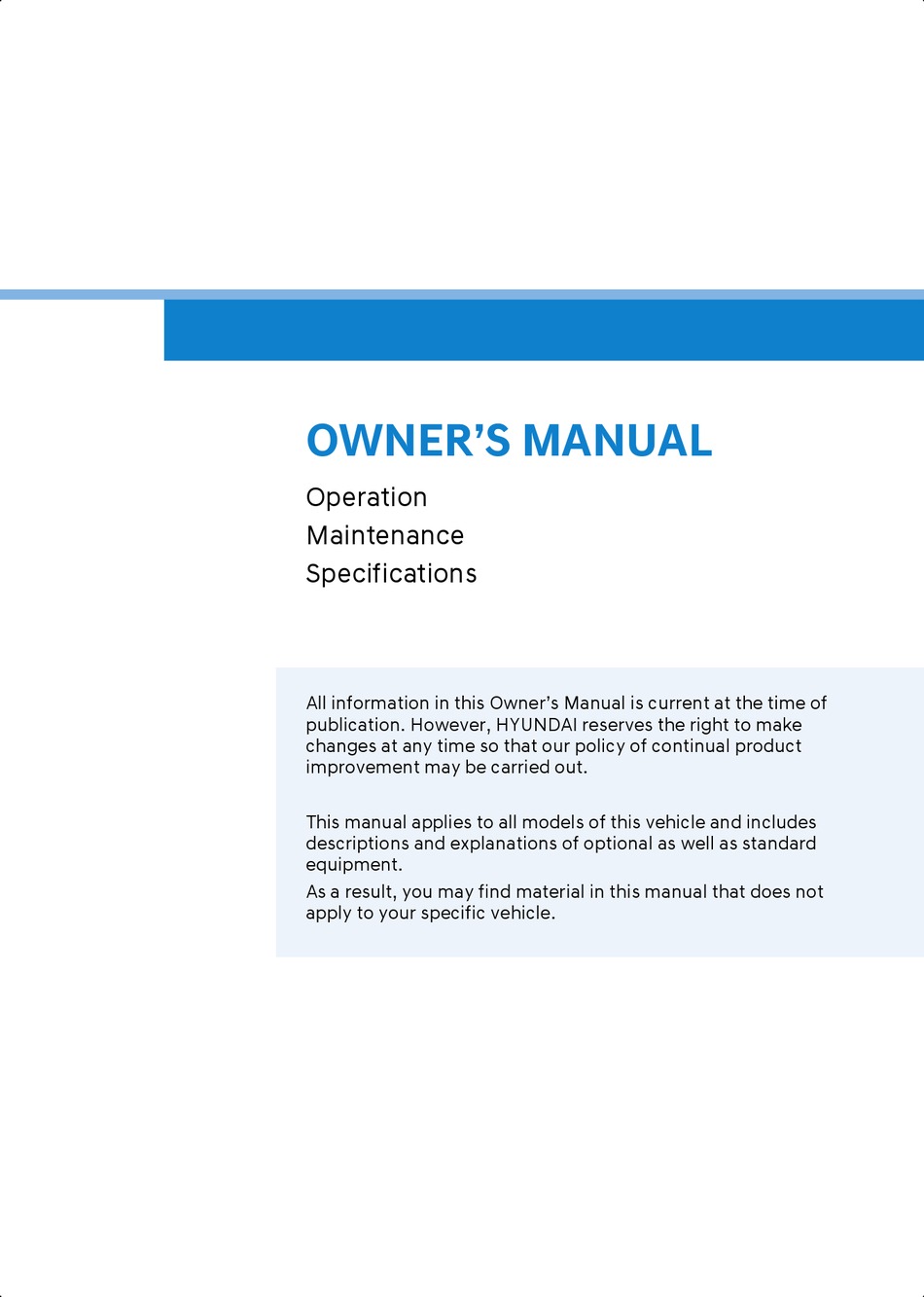 HYUNDAI ELANTRA 2024 OWNER'S MANUAL Pdf Download ManualsLib