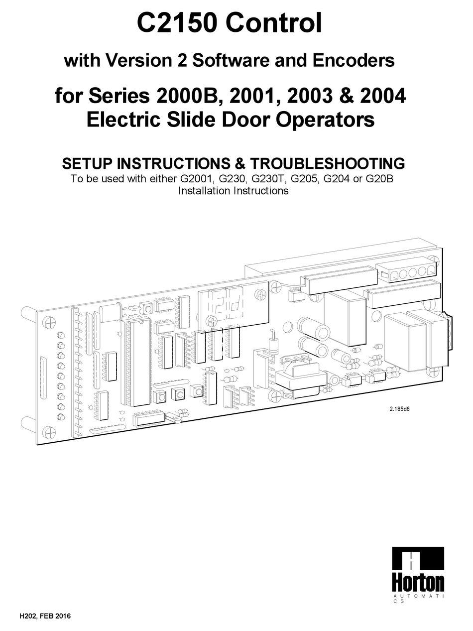 HORTON 2000B SERIES SETUP INSTRUCTIONS & TROUBLESHOOTING Pdf Download