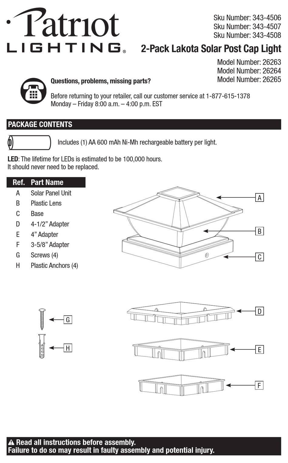 PATRIOT LIGHTING 26263 MANUAL Pdf Download ManualsLib