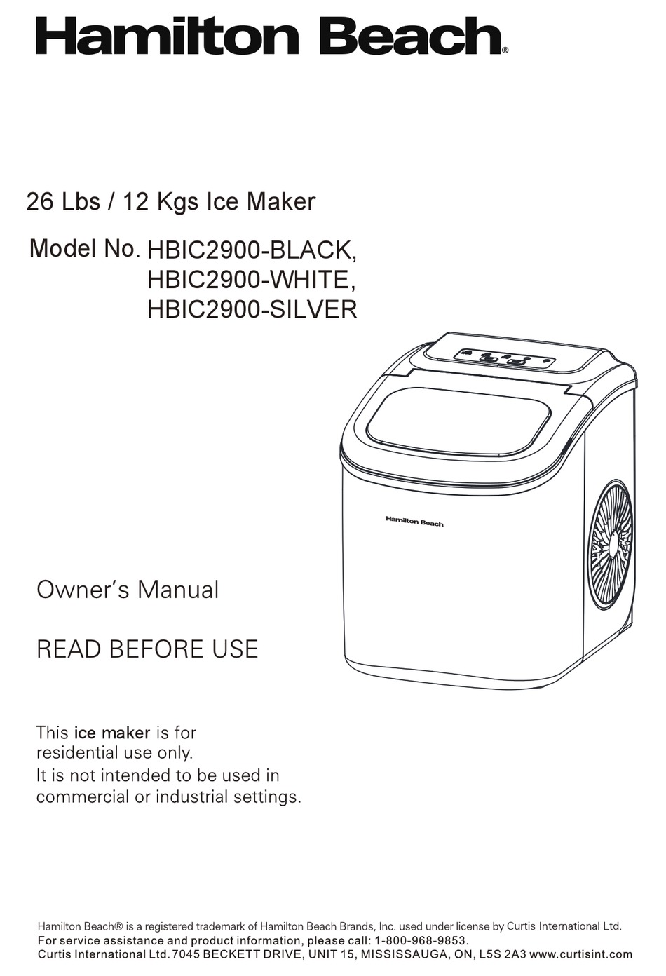 HAMILTON BEACH HBIC2900-BLACK OWNER'S MANUAL Pdf Download | ManualsLib