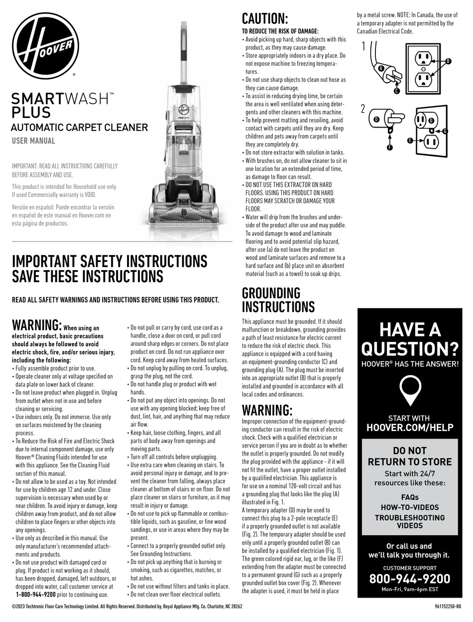 HOOVER SMARTWASH PLUS USER MANUAL Pdf Download ManualsLib