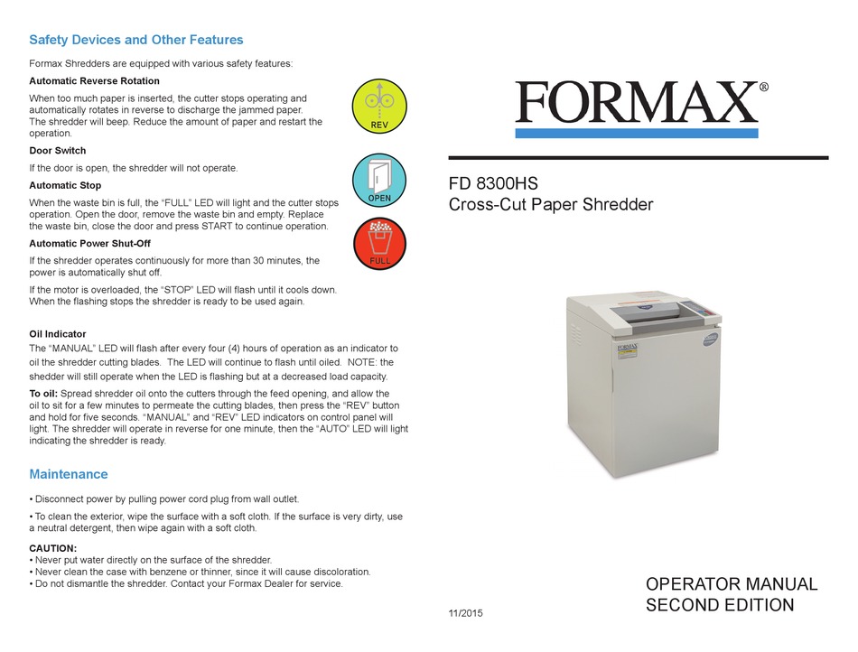FORMAX FD 8300HS OPERATOR
