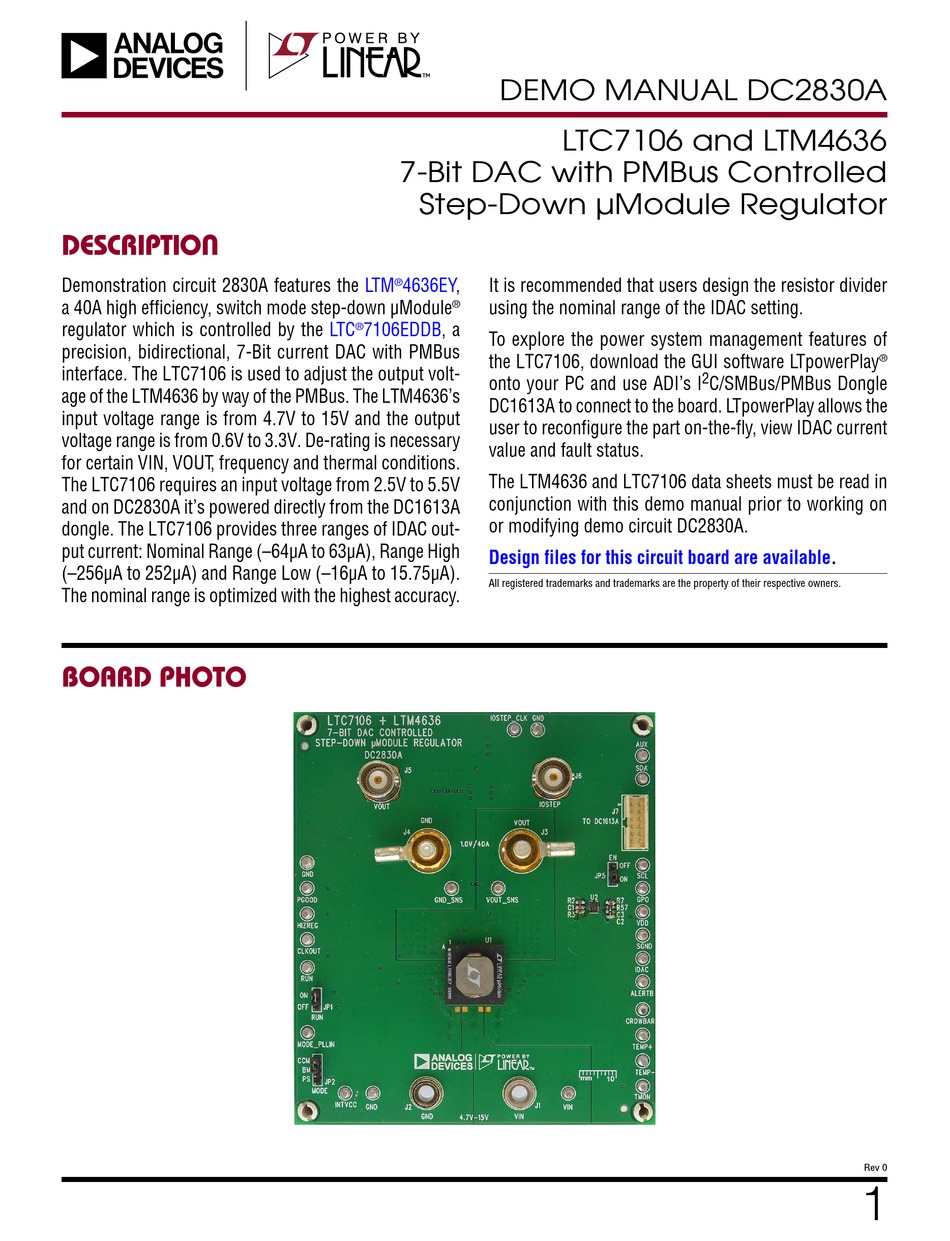LINEAR ANALOG DEVICES LTC7106 DEMO MANUAL Pdf Download ManualsLib