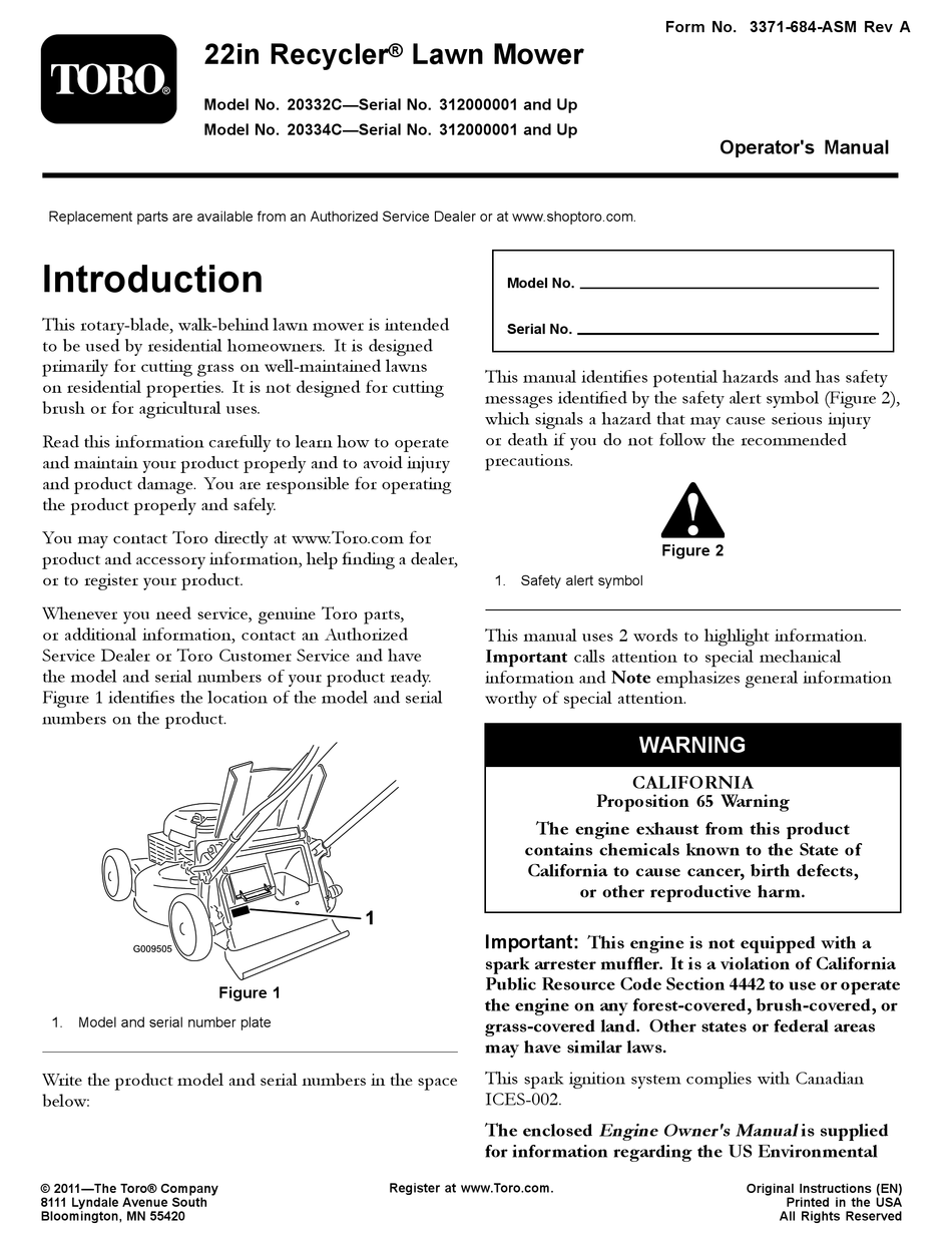 TORO RECYCLER 20332C OPERATOR'S MANUAL Pdf Download ManualsLib