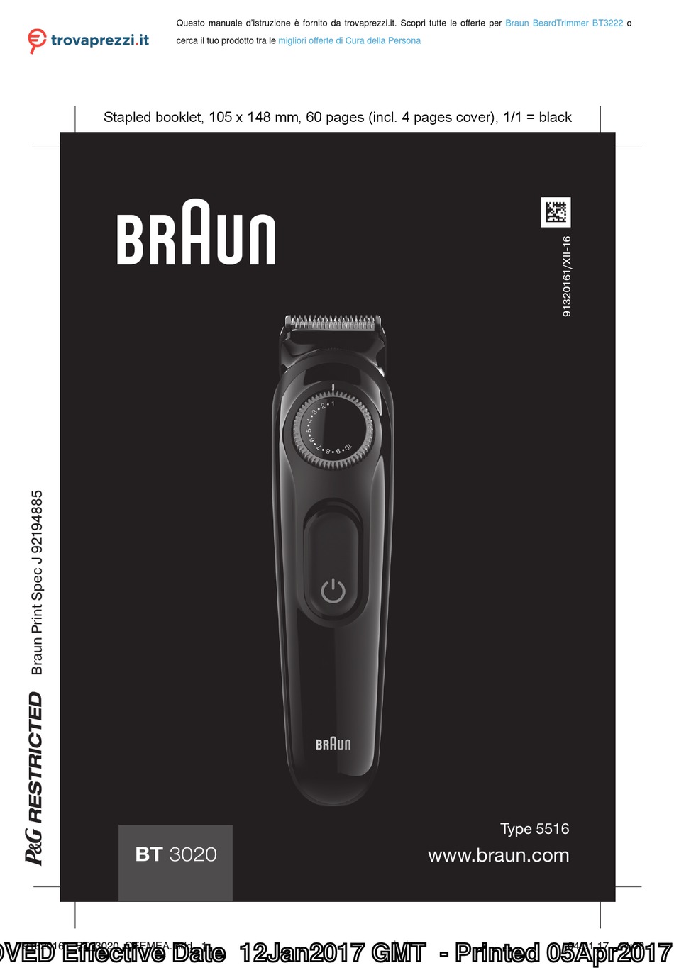 BRAUN BT 3222 MANUAL Pdf Download | ManualsLib