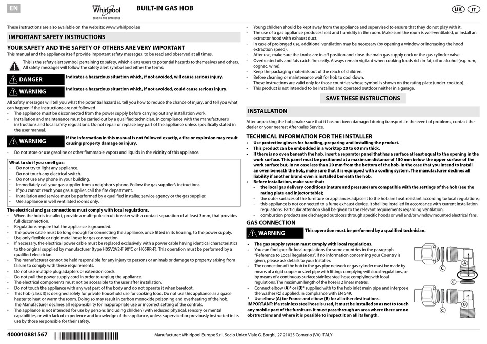 WHIRLPOOL GMA 7522IX MANUAL Pdf Download ManualsLib