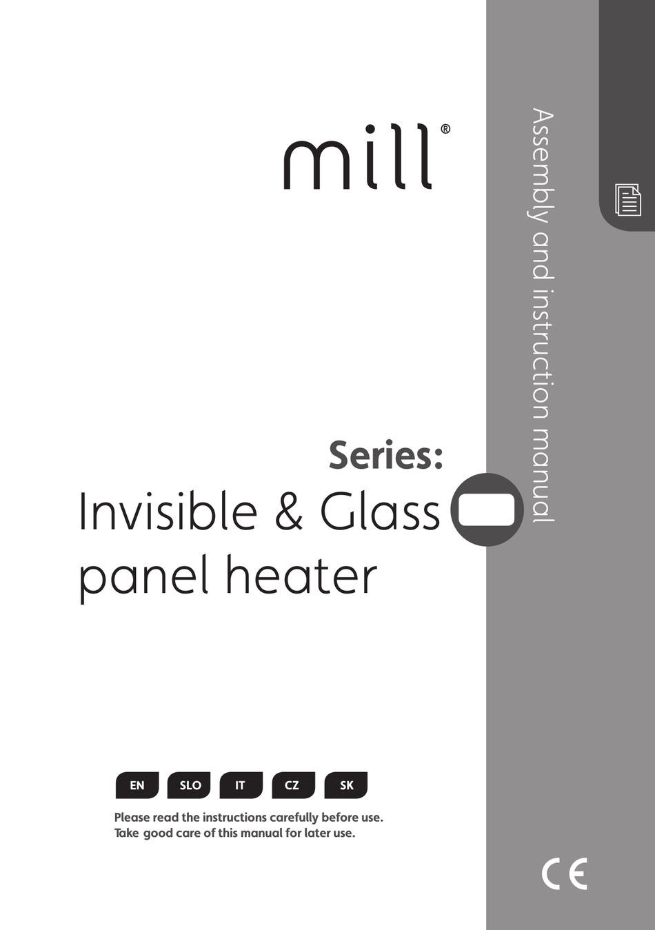 MILL INVISIBLE & GLASS SERIES ASSEMBLY AND INSTRUCTION MANUAL Pdf