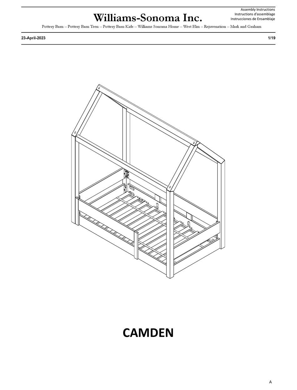 WILLIAMSSONOMA CAMDEN ASSEMBLY INSTRUCTIONS MANUAL Pdf Download