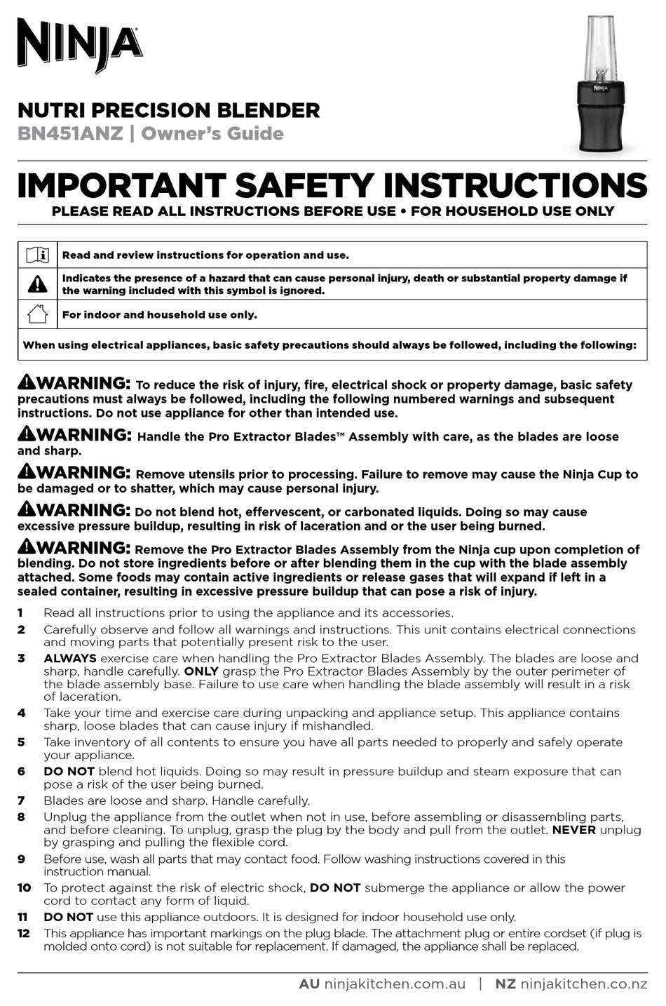NINJA NUTRI PRECISION BLENDER OWNER'S MANUAL Pdf Download ManualsLib