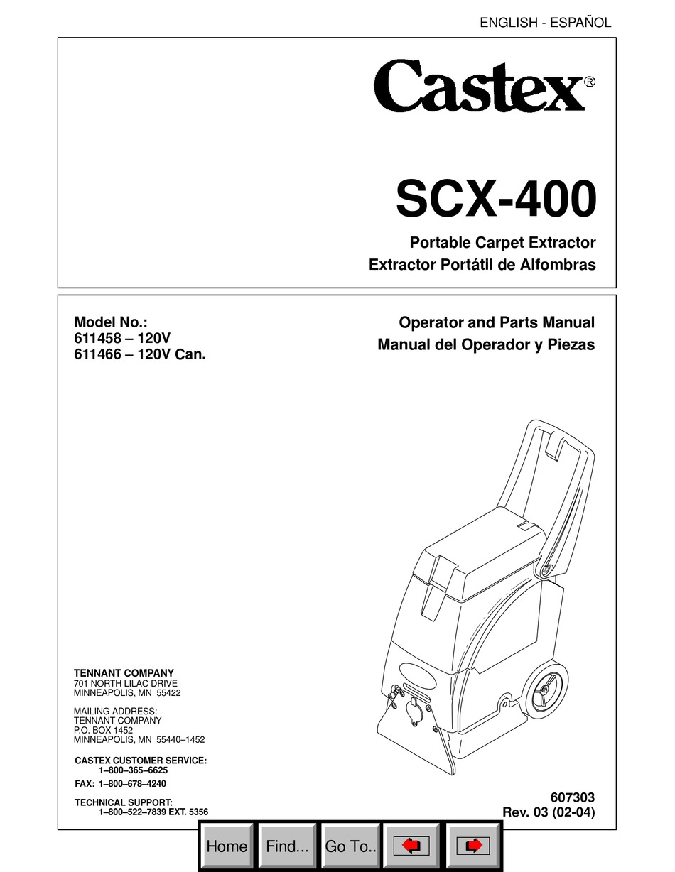 TENNANT CASTEX SCX400 OPERATOR AND PARTS MANUAL Pdf Download ManualsLib
