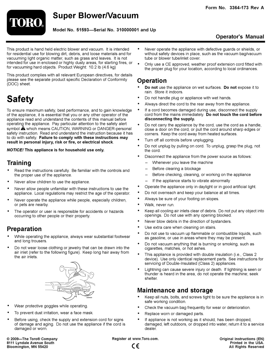TORO 51593 OPERATOR'S MANUAL Pdf Download | ManualsLib