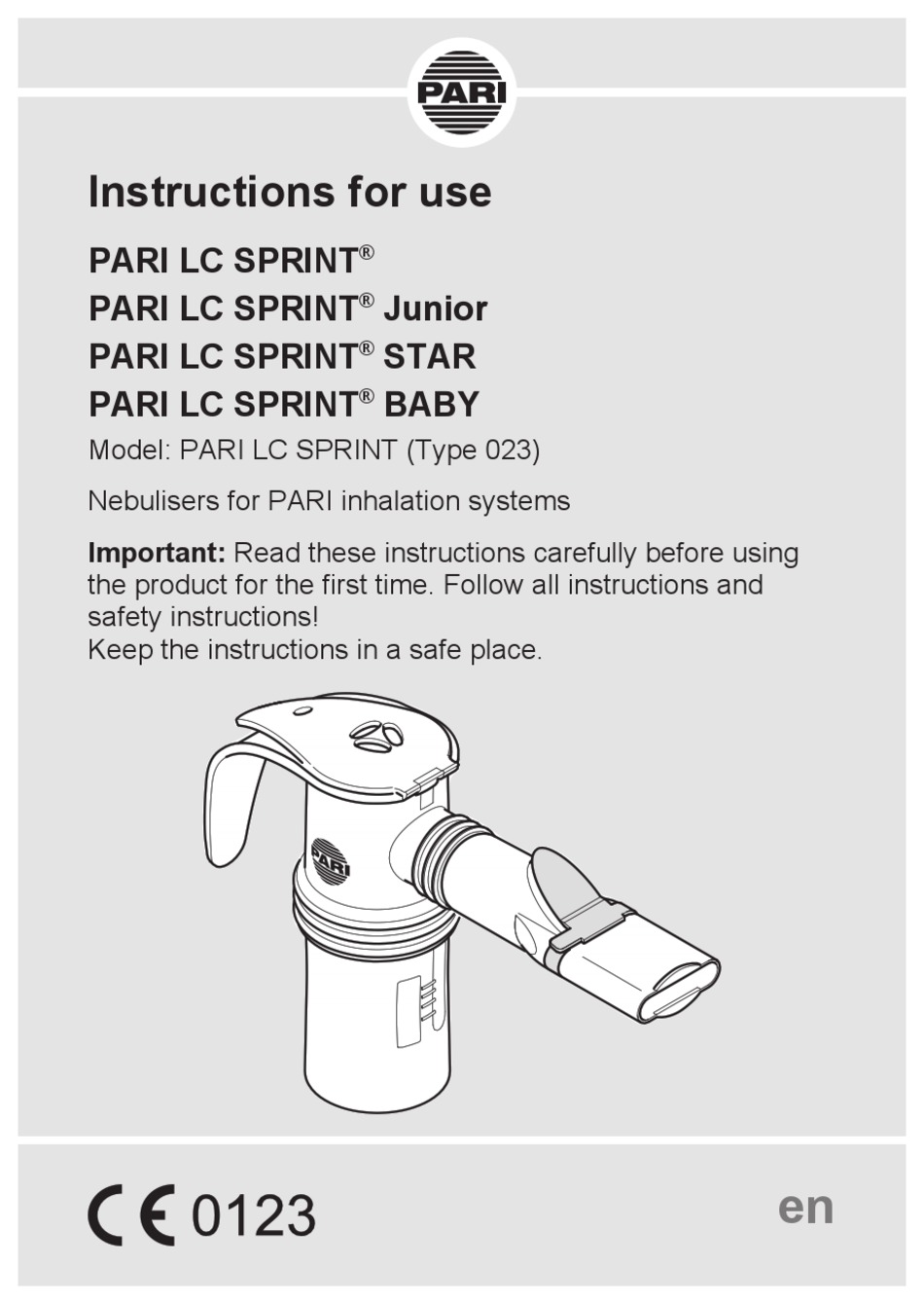 Pari Lc Sprint Junior Instructions For Use Manual Pdf Download Manualslib