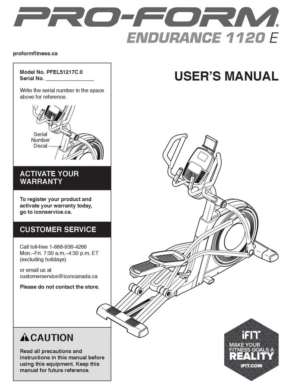 ICON PROFORM ENDURANCE 1120 E USER MANUAL Pdf Download ManualsLib