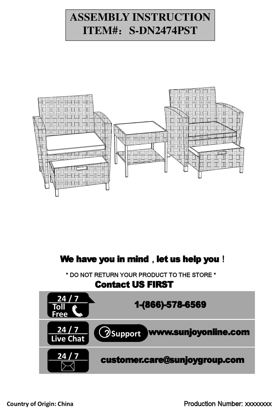 SUNJOY SDN2474PST ASSEMBLY INSTRUCTION MANUAL Pdf Download ManualsLib