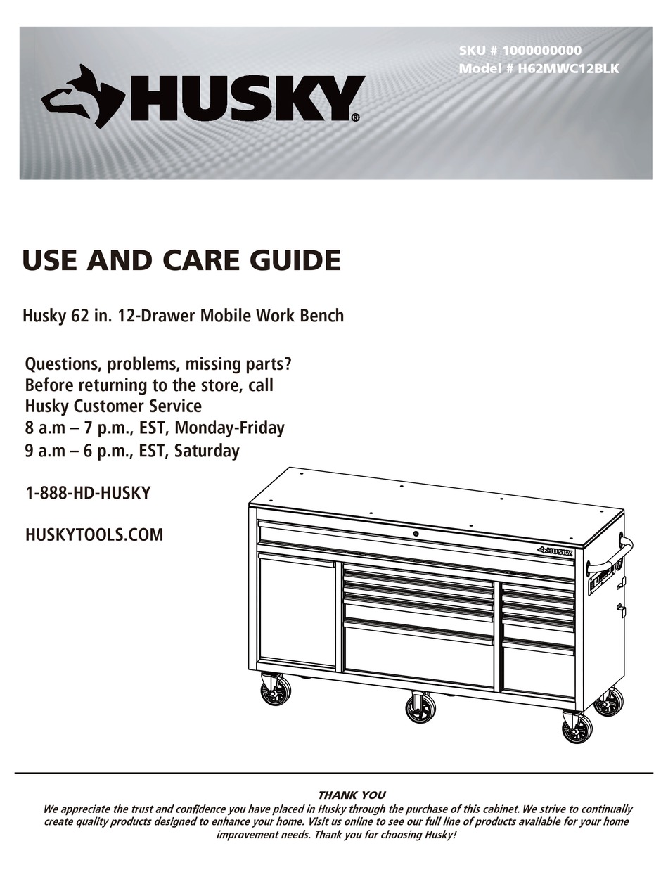 HUSKY H62MWC12BLK USE AND CARE MANUAL Pdf Download ManualsLib