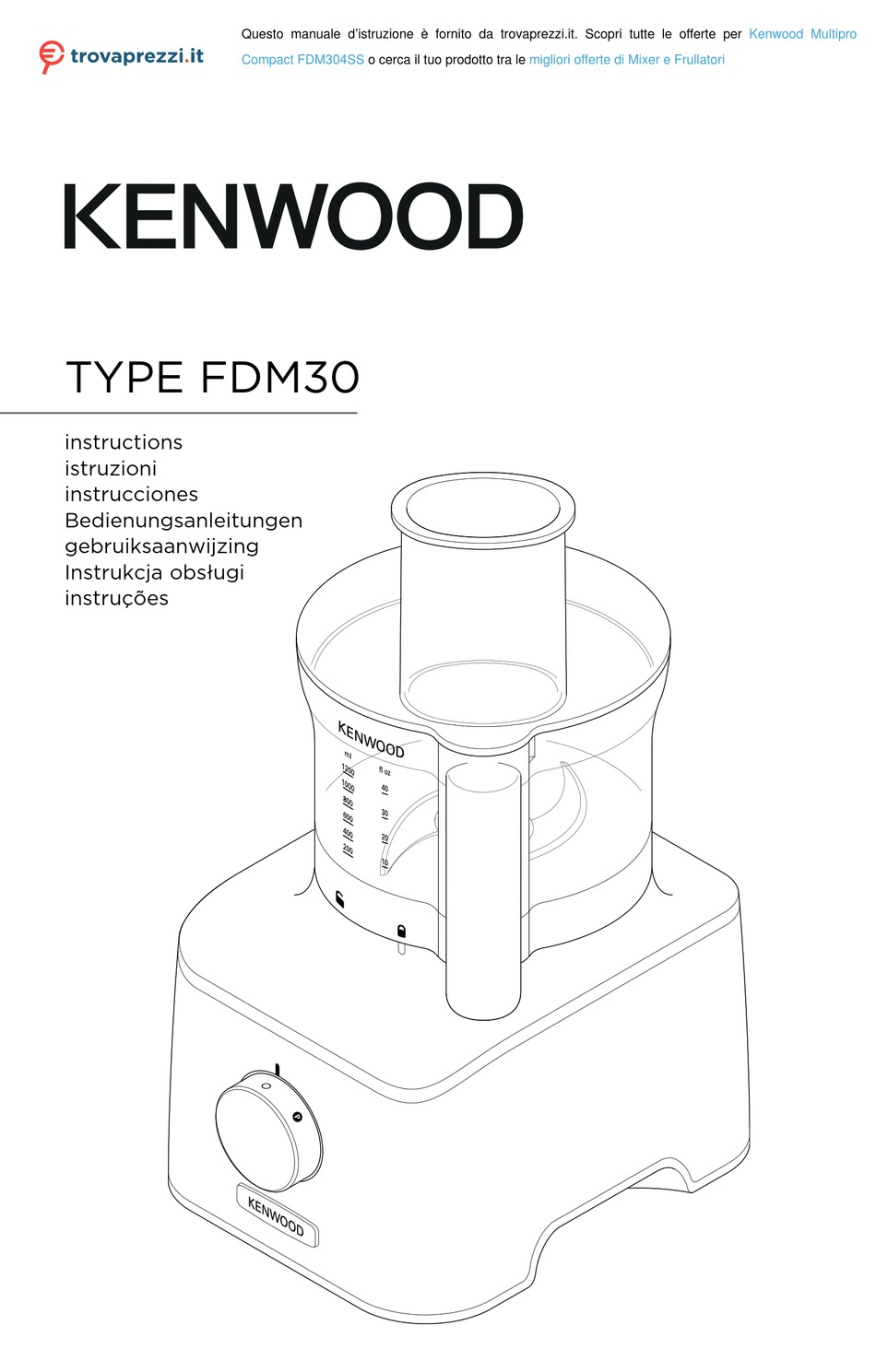 KENWOOD MULTIPRO COMPACT FDM304SS INSTRUCTIONS MANUAL Pdf Download
