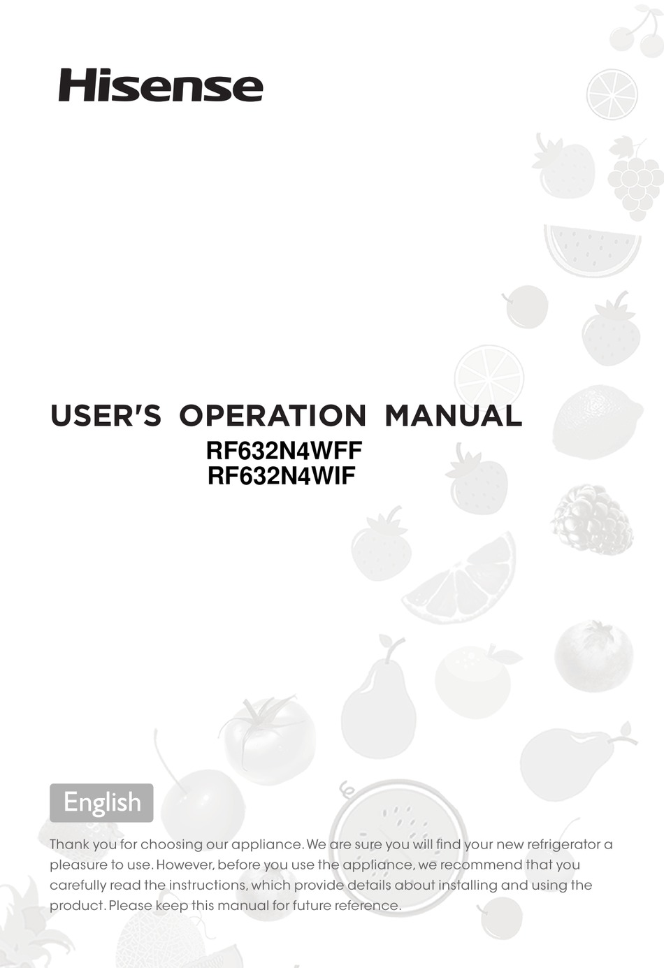 HISENSE RF632N4WFF USER'S OPERATION MANUAL Pdf Download | ManualsLib