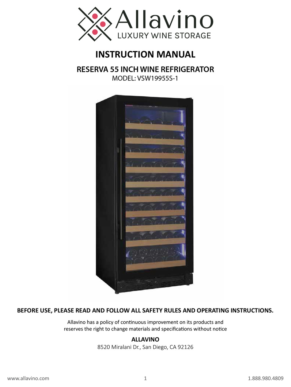 ALLAVINO VSW19955S1 INSTRUCTION MANUAL Pdf Download ManualsLib